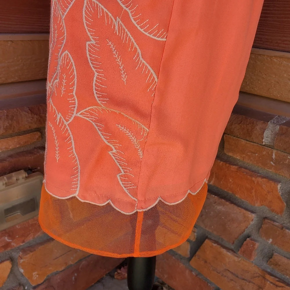 Altar'd State Orange Sleeveless Dress With Leaf Embroidery Size Small - Picture 13 of 15